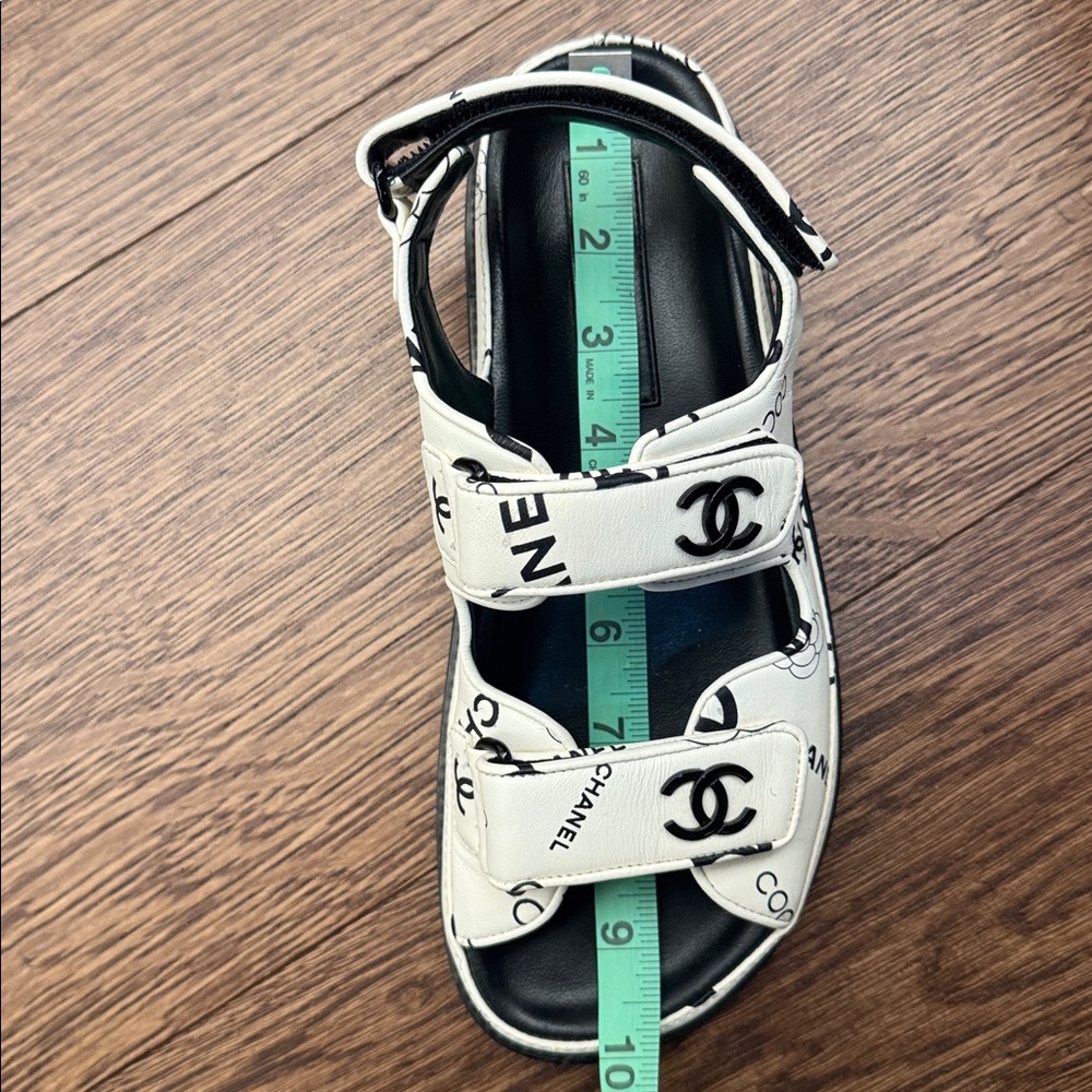 CHANEL Black and White Logo Dad Sandals - Picture 16 of 16